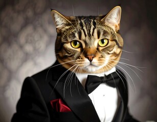 A cat in a tuxedo