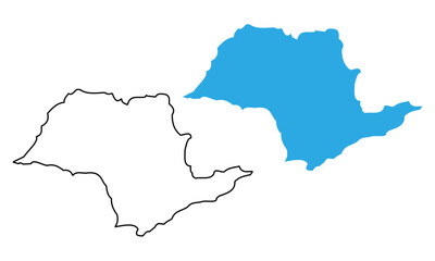 Obraz premium Map of the state of Sao Paulo, Brazil. Map with detailed outline and blue silhouette 