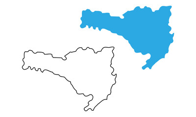 Map of the state of Santa Catarina, Brazil. Map with detailed outline and blue silhouette	