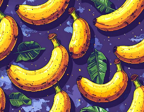 Bananas on a dark purple background