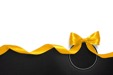 Festive banner with bow and blank tag for Black Friday or Cyber Monday sale