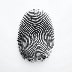 Black and White Fingerprint Detail on White Background, Crime Investigation Concept