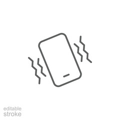 Vibration mode icon. Simple outline style. Phone vibrating sign, cell, cellphone, call, ring, vibrate, smart, sound, telephone, technology concept. Thin line symbol. Isolated design editable stroke.
