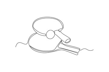 Obraz premium Continues line and simple line of table tennis racket and ball single line drawing vector graphic design illustration
