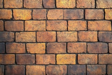 Obraz premium Close-up view of a textured brick wall with varying shades of brown and orange under natural light