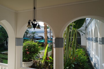 balcony with flowers and plants