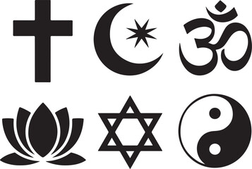 Diverse religious symbols united for peace and harmony