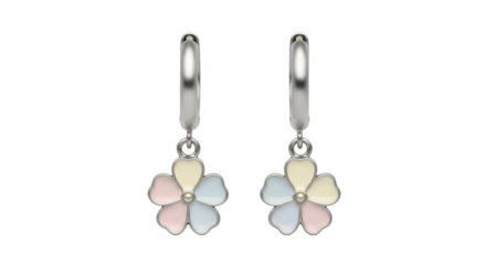 silver earrings isolated on white