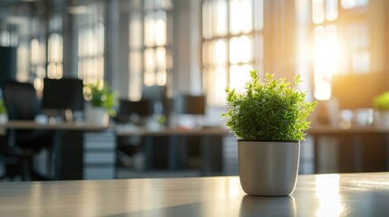 Office plant sunlight desk