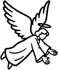 Obraz premium Angel flying holding scroll outline