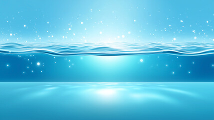 光が差し込む海と海中の幻想的構図、潤いや涼しさを感じる夏のイメージに最適な水中ビジュアル