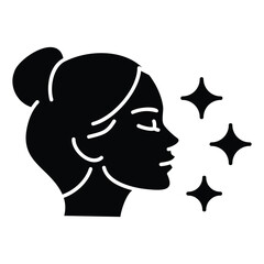 Skin care icon. Simple solid style. Beauty, face, glow, skincare, radiant, woman, anti, health, makeup, facial, clear, shine, clinic concept. Silhouette, glyph symbol. Isolated design.