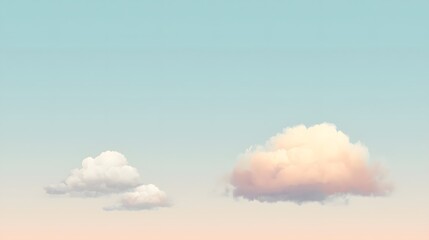 Serene minimal sky scene with soft pastel clouds floating in gentle light blue atmosphere, evoking calmness, peace, and dreamlike mood perfect for meditation, relaxation, art design, or aesthetic wall