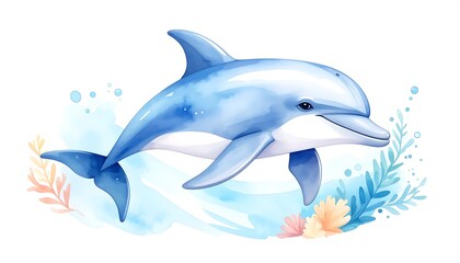 Obraz premium Cute dolphin in watercolor style