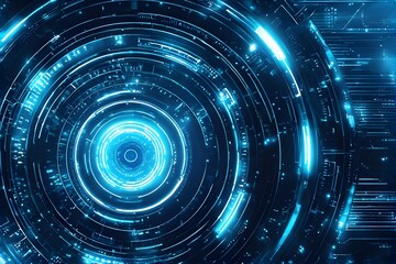 Obraz premium Futuristic digital data flow visualization with glowing blue light and abstract technology