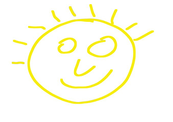 Happy Sun Face Drawing Simple Childlike Illustration