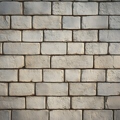 Fototapeta premium close-up of a textured stone brick wall with evenly arranged rectangular blocks and visible mortar joints creating a uniform pattern