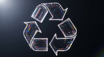 Recycle Symbol: A captivating visual narrative of eco-consciousness, this image presents a meticulously crafted transparent recycle symbol.