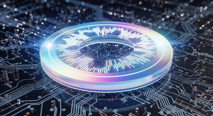 Cyber Eye: A mesmerizing cyber eye is embedded into the circuitry board, with a stunning display of modern digital and technological advancement and intricate details.