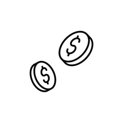 Coins icon. Simple outline style. Coin, money, cash, pay, investment, exchange, dollar, finance, business concept. Thin line symbol. Isolated design.