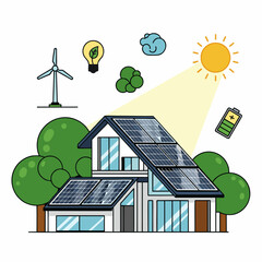 Solar panels on modern eco-friendly homes
