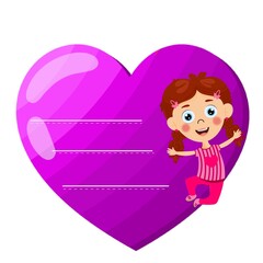 Vactor kids image,Cute girl jump with name tag, cute name tag for school , printable name tags for kids ,vactor image , cute girl cartoon character jump vactor illustration.