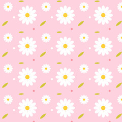 Obraz premium Seamless pattern wild daisies on pink pastel background