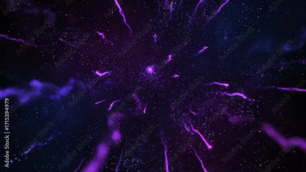 Canvas Prints violet pink sparkle burst in dark abstract space loop technology, power, background