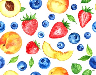 Fototapeta premium Watercolor fruit pattern