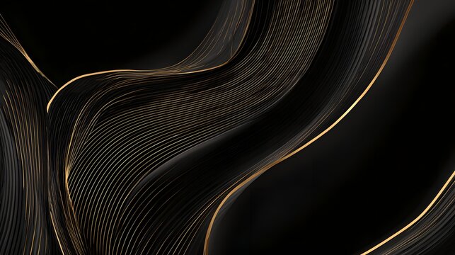Abstract wavy lines in black and gold, creating a modern and elegant texture