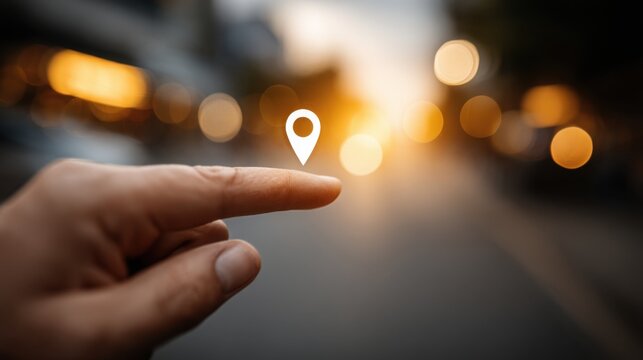 Individual holding a location pin icon signifying navigation and geographical awareness in a modern context