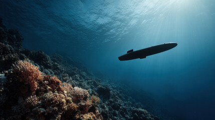 underwater drone conducts covert reconnaissance in highrisk zone exploring coral reefs