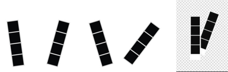 Blank photo booth strip template. Clipart image. isolated on white and black background.  EPS 10 .
