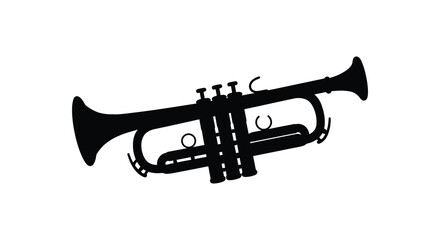 Naklejka premium A simple black silhouette of a brass trumpet musical instrument