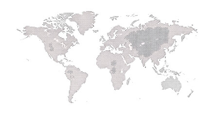 Fototapeta premium Minimal political world map in light grid style, showing countries and borders with subtle modern educational design.