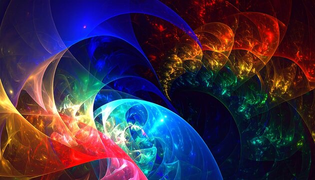 Vibrant, swirling fractal patterns in a spectrum of colors