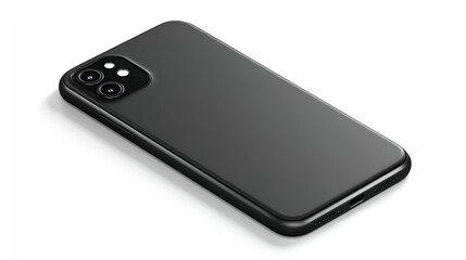"Modern Black Smartphone &ndash; Sleek Mobile Device Isolated on White Background"