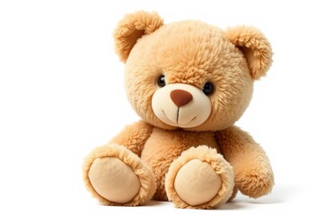 Obraz premium Soft, cuddly brown teddy bear, isolated on white Perfect for childhood themes, love, playtime