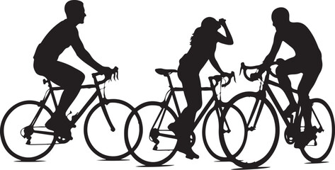 Obraz premium Cyclists in motion silhouette group silhouette