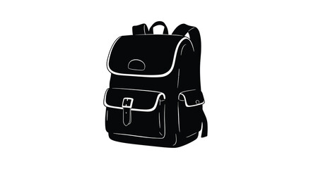 Naklejka premium A black and white illustration of a classic style school backpack