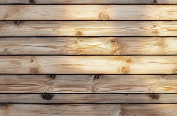 Naklejka premium Close-up of wooden planks with natural grain patterns and knots, showing a variety of light and dark brown tones creating a warm rustic texture