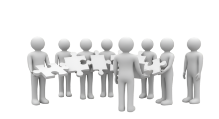 3d people standing in a circle