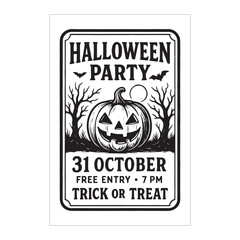 Pumpkin & Skull Halloween Design & Horror Night Party Invitation