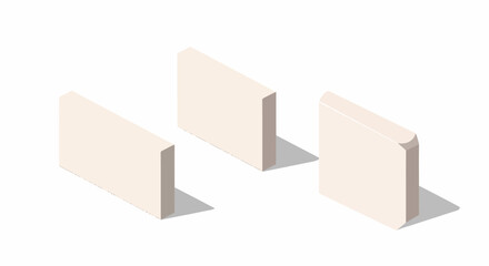 Fototapeta premium Isometric Light Beige Rectangular Blocks with Shadows One Rounded Edge.