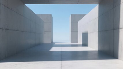 Obraz premium Minimalist concrete architectural structure with open sky view