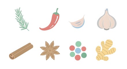 Collection of Spices and Herbs for Cooking and Seasoning.