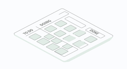 Isometric ToDo List with To Do Doing Done Sections.