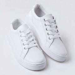 "Stylish White Sneakers for Men and Women &ndash; Classic Casual Shoes with Lace-Up Design"