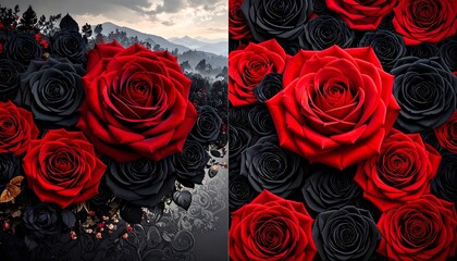 Roses, red and black