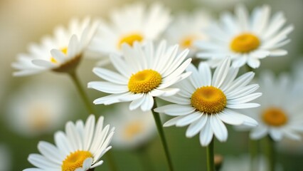 Fototapeta premium Close-Up of White Daisy Flowers in Field